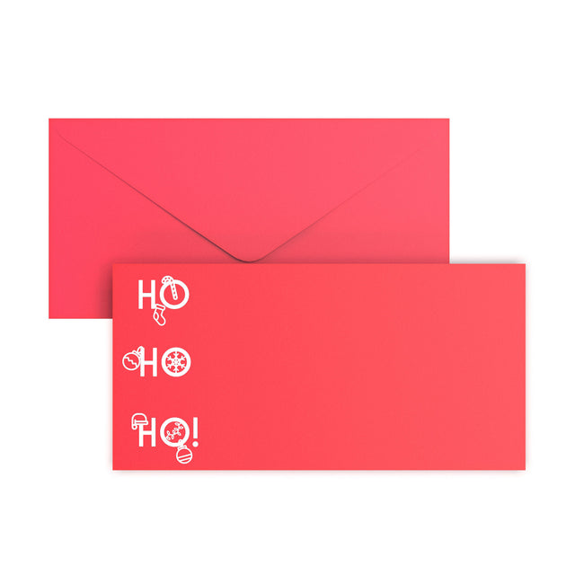 Christmas Envelopes HO HO HO Dark Red 110 x 220 mm (DL) Gummed