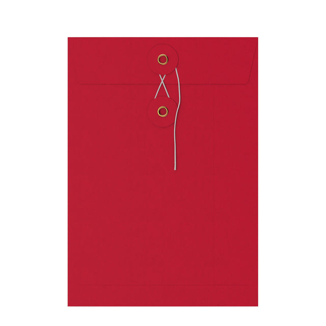 Coloured envelopes with string and washer closure Red 229 x 162 mm (C5)