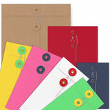 Coloured envelopes with string and washer closure
